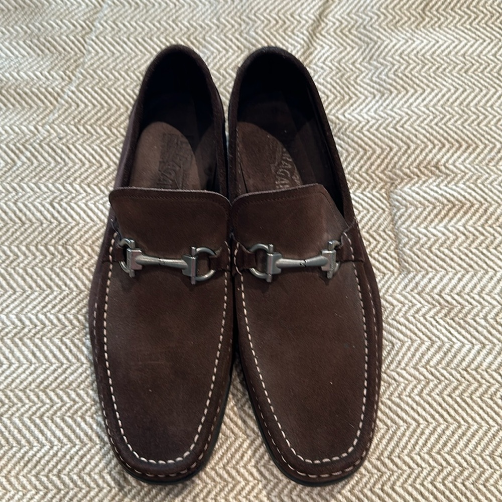 Brown suede Salvatore Ferragamo loafers